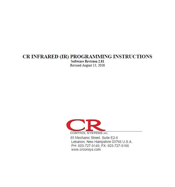 CR IR Programming Manual 2.81