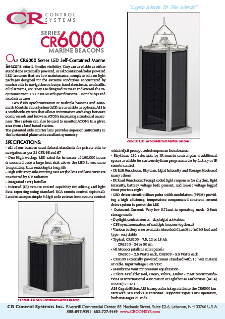 CR6000 Series Self-Contained LED Marine Beacons